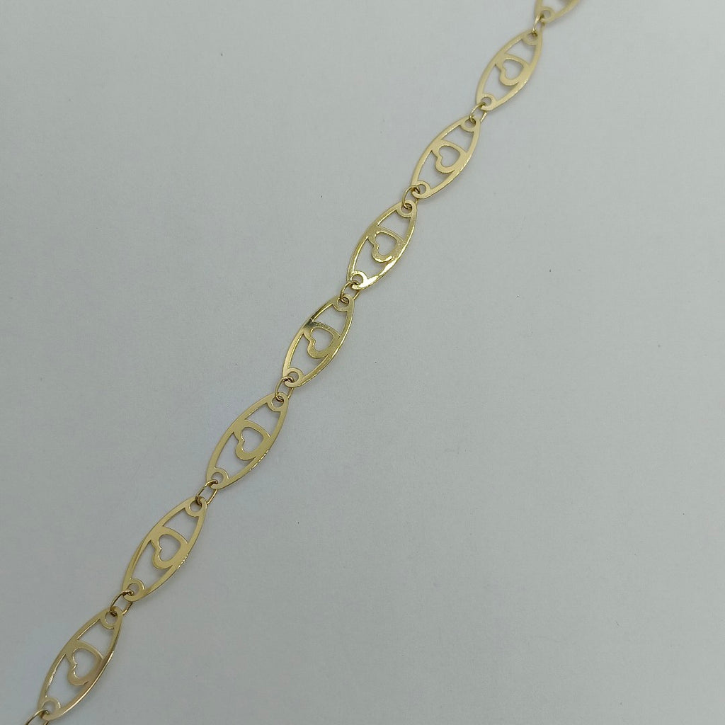 PULSERA TEJIDO ESPECIAL CON CORAZON 14K 18 CM 1.3 GR (NUEVO)