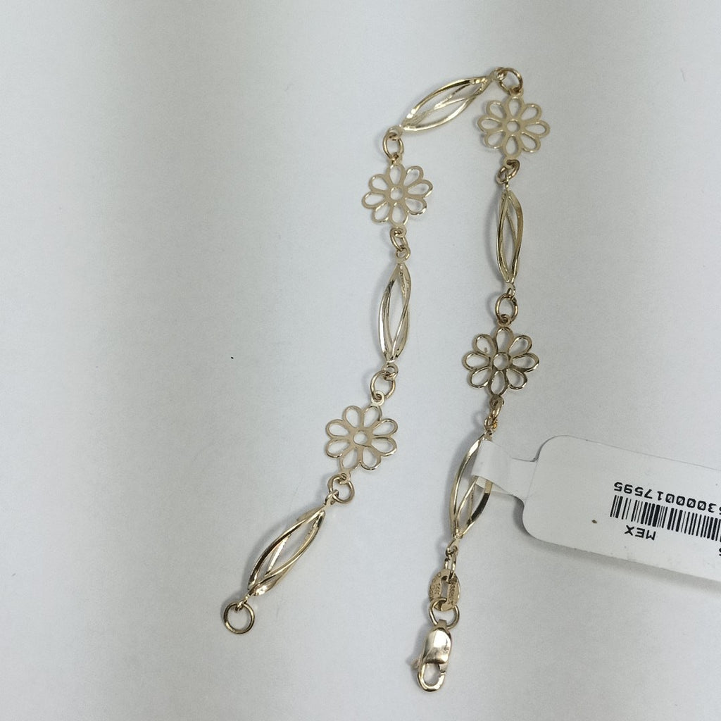 PULSERA ESPECIAL CON FLORES 14K 18 CM 2.6 GR (NUEVO)