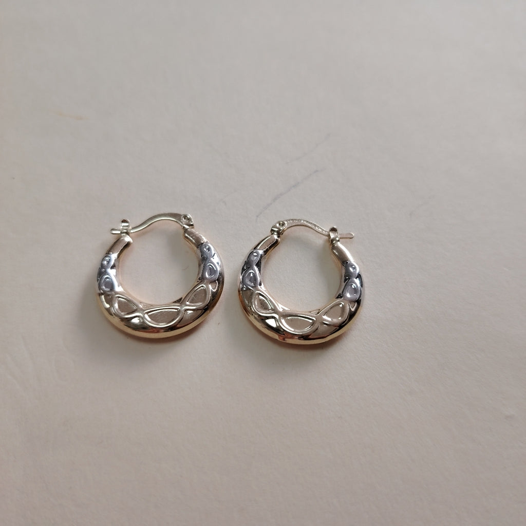 ARETES ARRACADAS COMBINADAS CON INFINITO 14K 2.2 GR (NUEVO)