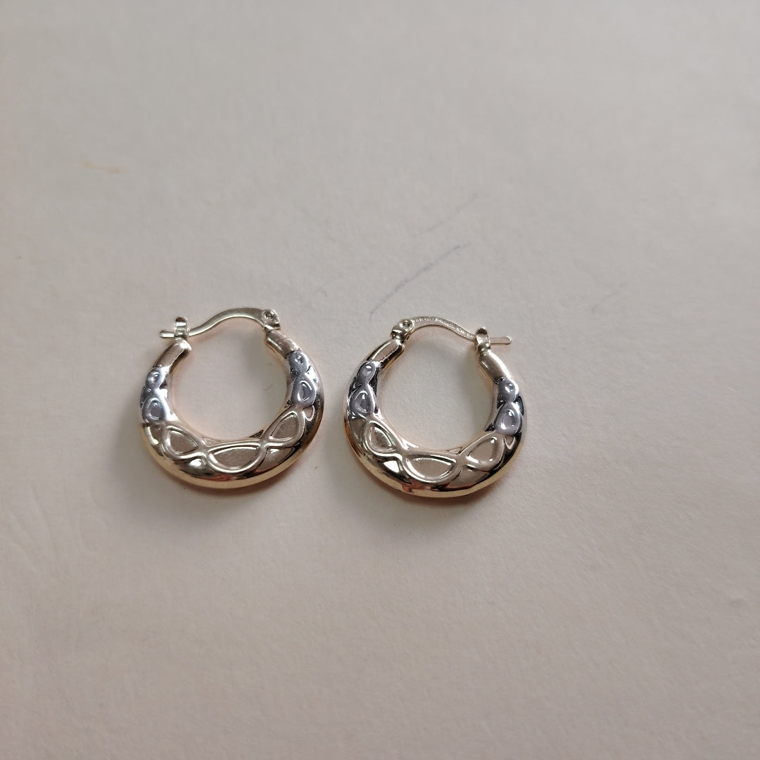 ARETES ARRACADAS COMBINADAS CON INFINITO 14K 2.2 GR (NUEVO)