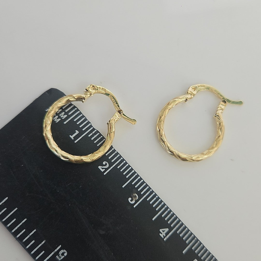 ARETES ARRACADAS TRENZADAS 14K 18 1.6 GR (NUEVO)