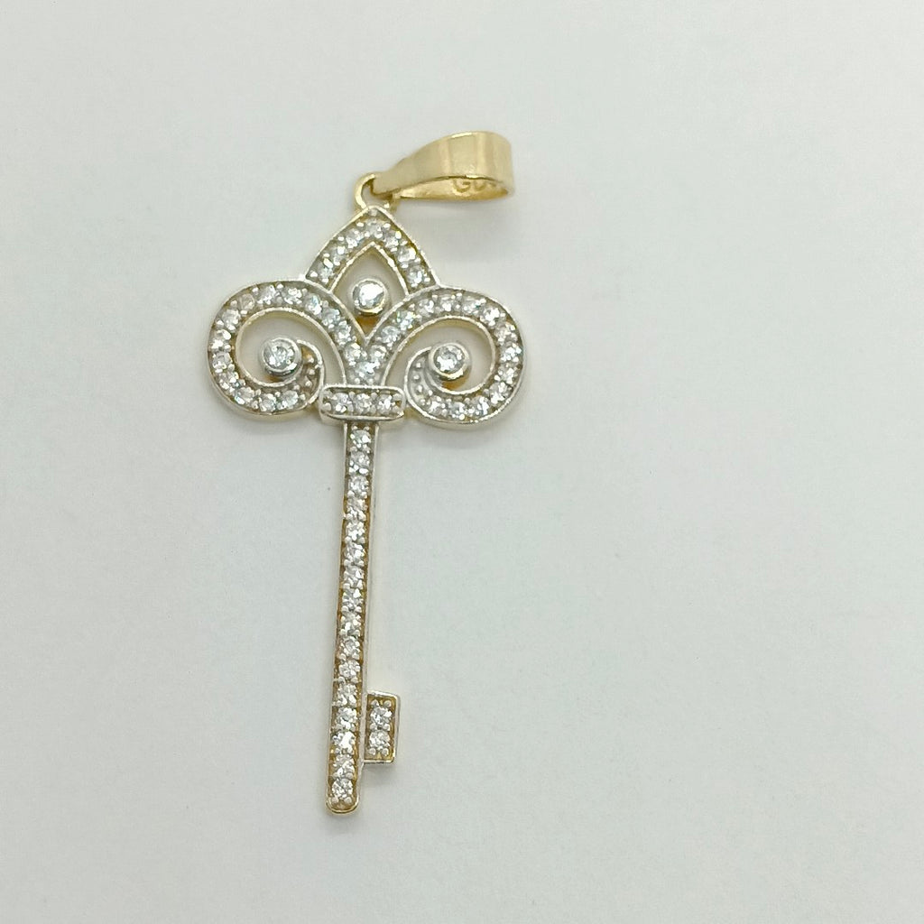DIJE LLAVE C CIRCONIAS 14K 1.6 GR (NUEVO)