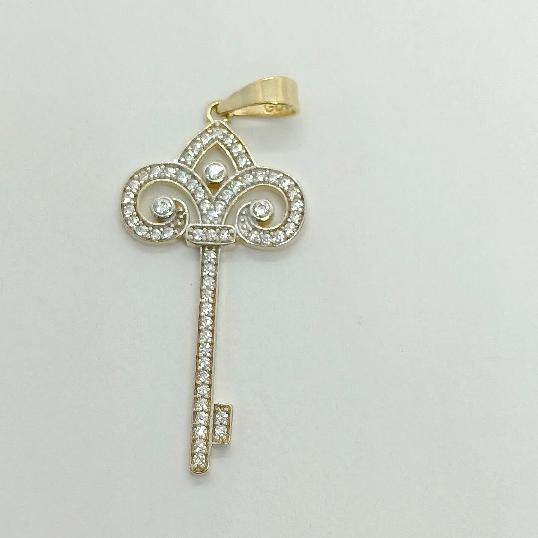 DIJE LLAVE C CIRCONIAS 14K 1.6 GR (NUEVO)