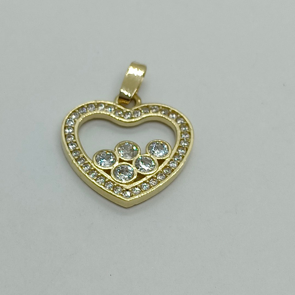 DIJE CORAZON CON CIRCONIAS 14K 1.7 GR (NUEVO)