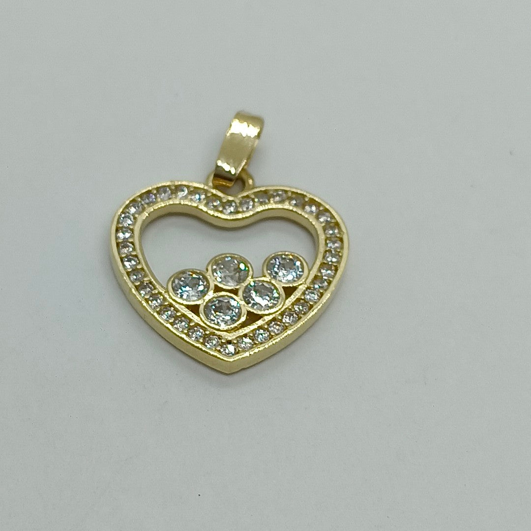DIJE CORAZON CON CIRCONIAS 14K 1.7 GR (NUEVO)