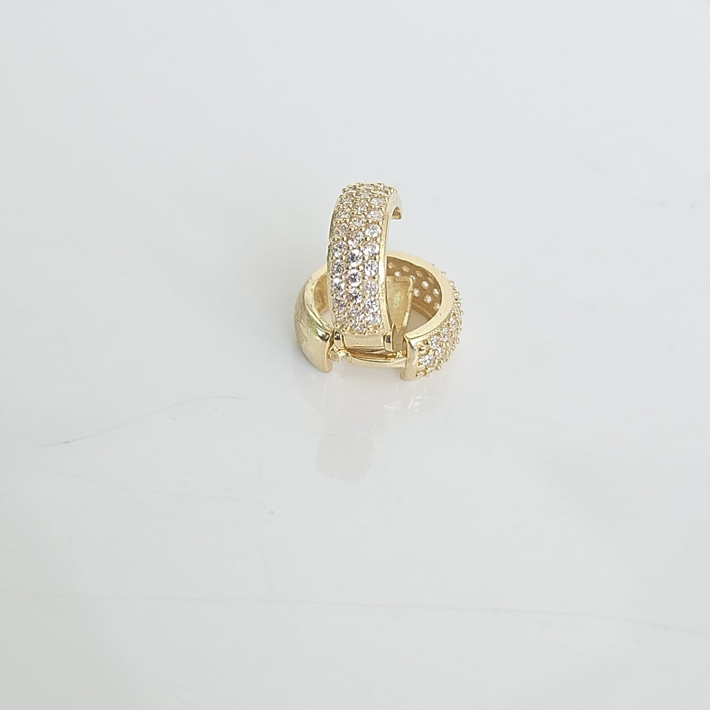 ARETES HUGGIE CON CIRCONIAS 14K 2.1 GR (NUEVO)
