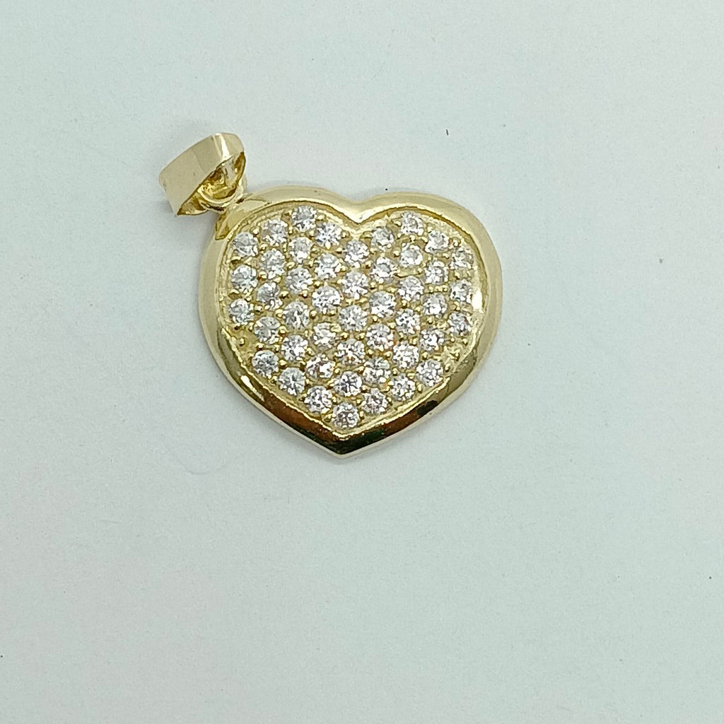 DIJE TEJIDO CORAZON CON CIRCONIAS 14K 1.7 GR (NUEVO)