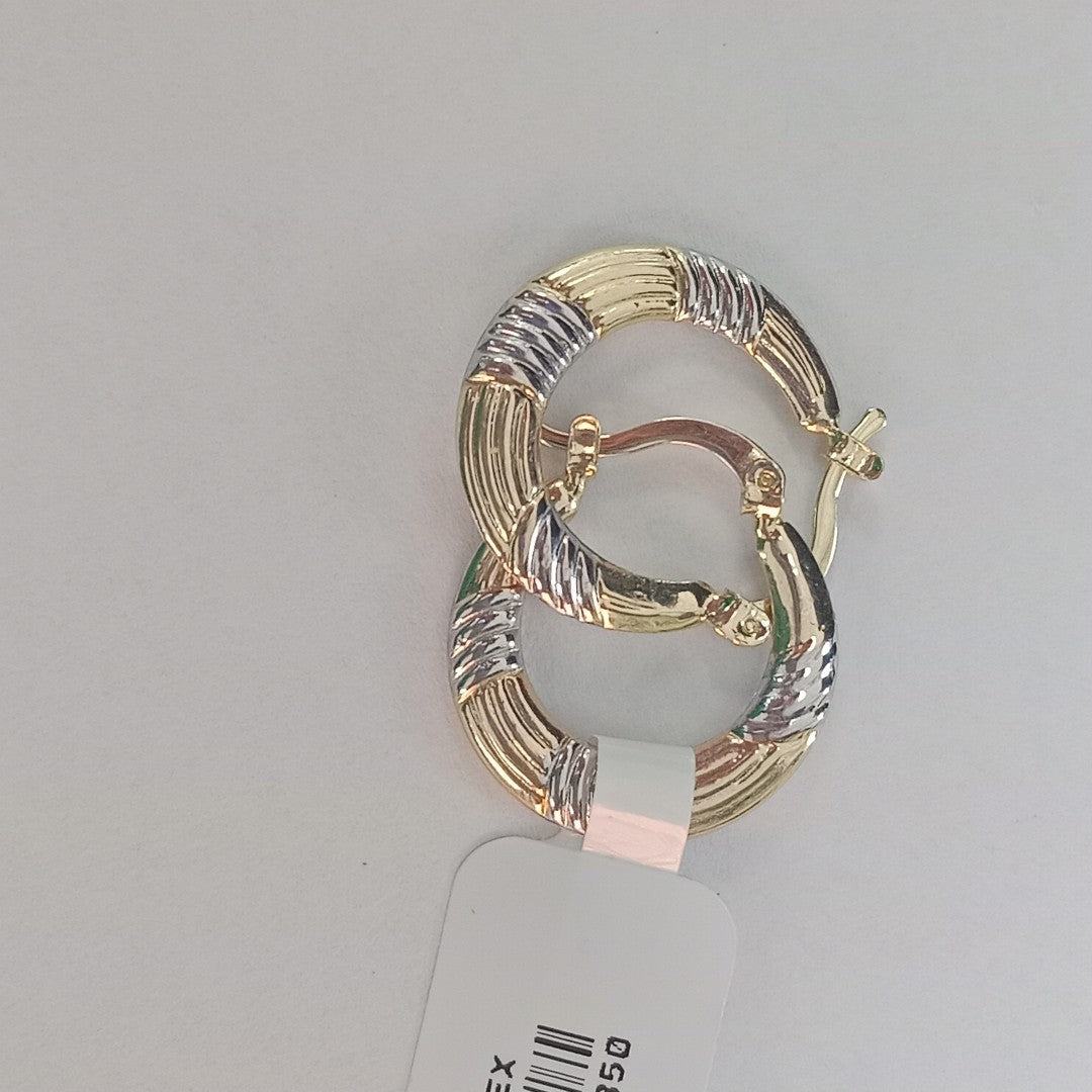 ARETES TEJIDO ARRACADAS COMBINADAS HUECAS 14K 1.9 GR (NUEVO)