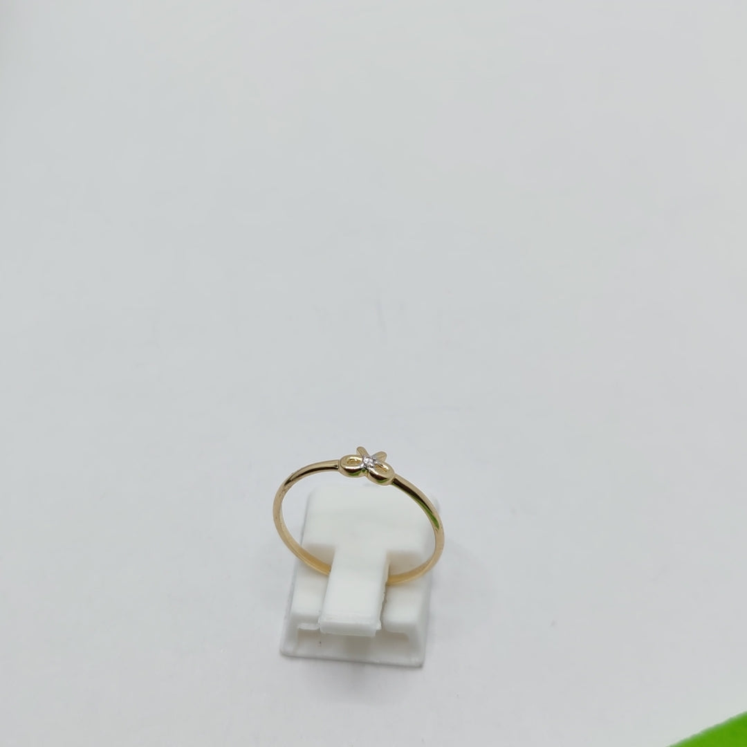 ANILLO ANILLITO FIG MOÑO C CIRCONIAS 14K 7 TALLA 0.9 GR (NUEVO)