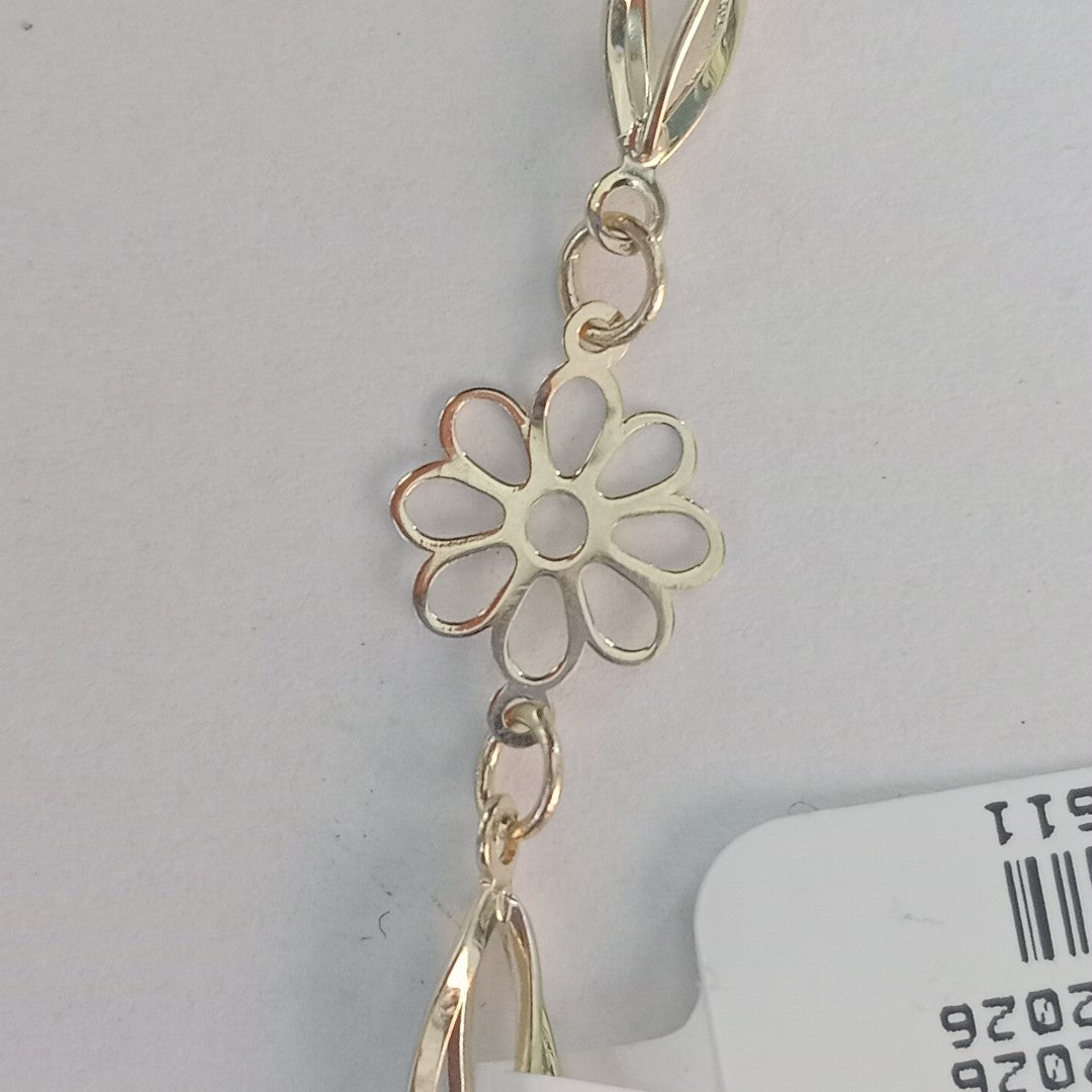 PULSERA ESPECIAL CON FLORES 14K 18 CM 2.7 GR (NUEVO)