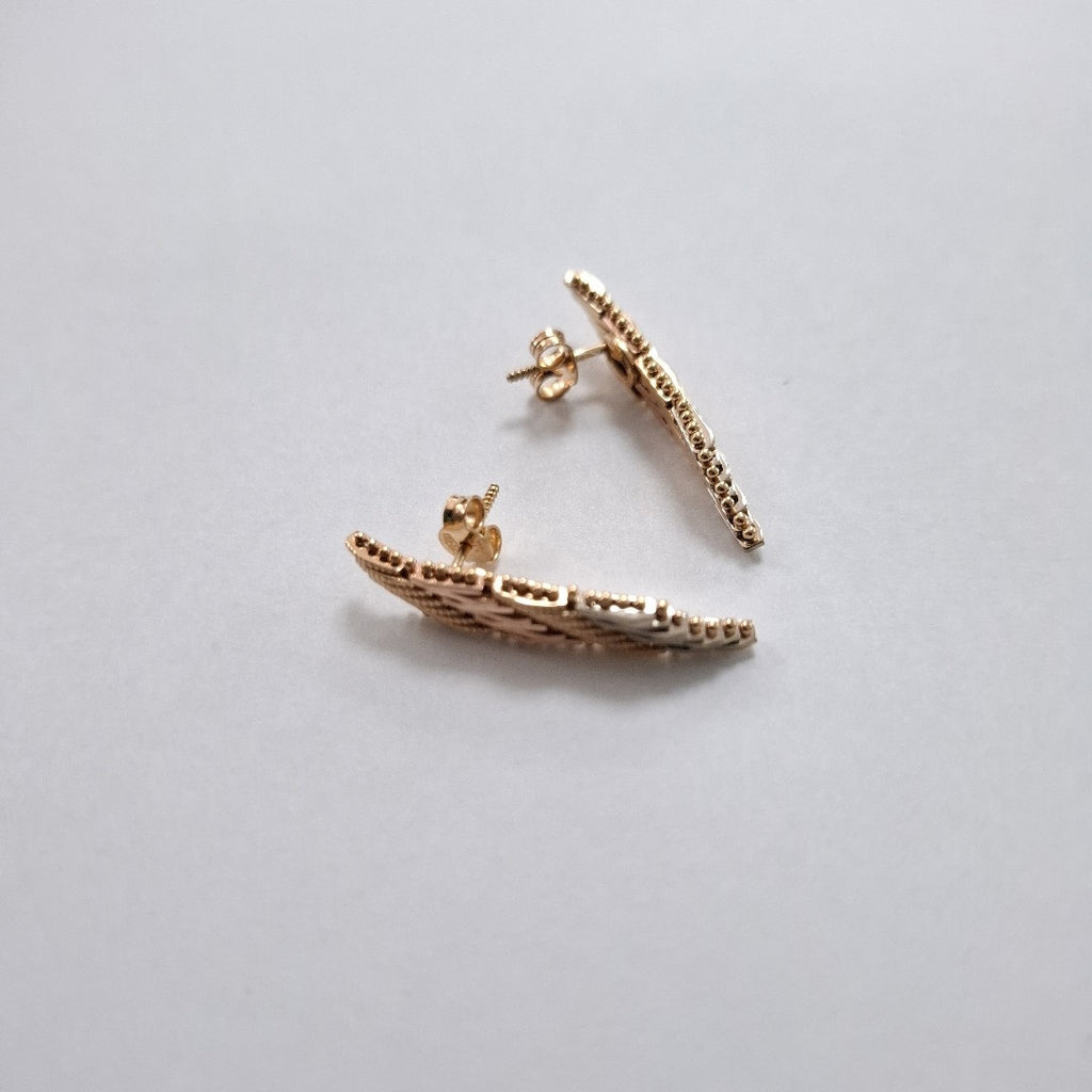 ARETES PAR ORO COMBINADO 14 K 4,90 GRMS (SEMINUEVO)