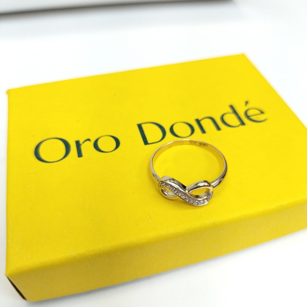 ANILLO ANILLITO FIG INFINITO C CIRCONIAS 14K 7 TALLA 1.4 GR (NUEVO)