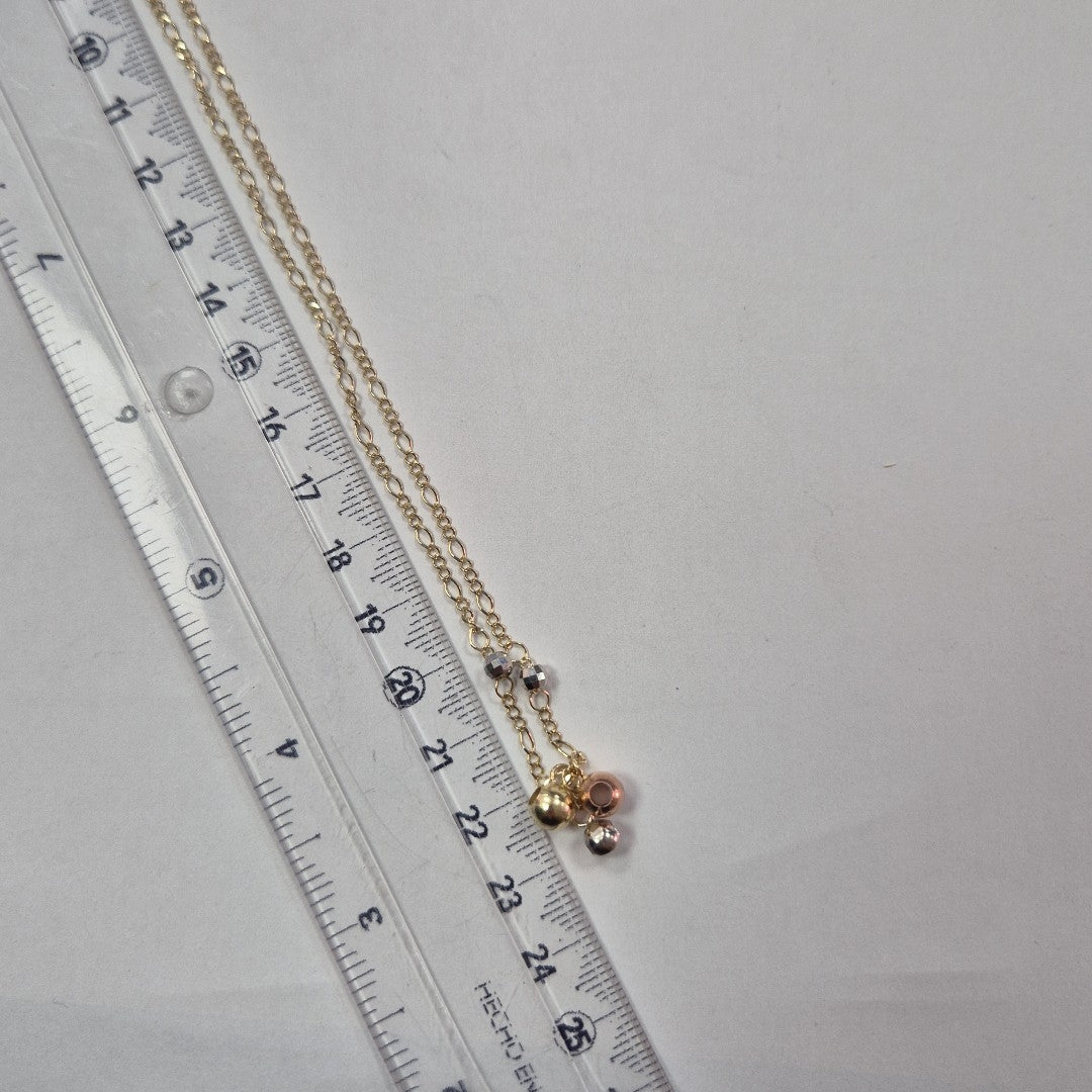 CADENA GARGANTILLA 3X1 CON ESFERAS COMBINADAS 14K 45 CM 3 GR (NUEVO)