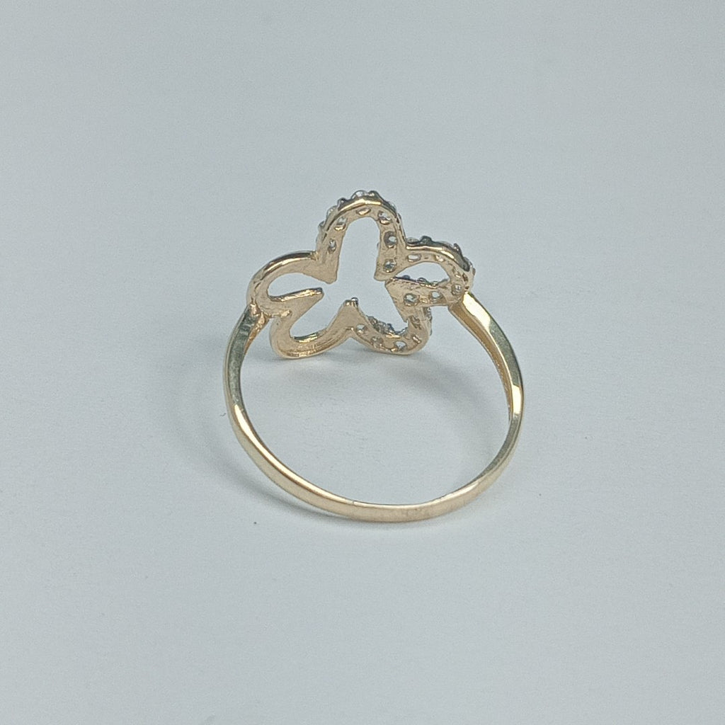 ANILLOS FIG FLOR CON CIRCONIAS 14K TALLA 7 1.4 GR (NUEVO)