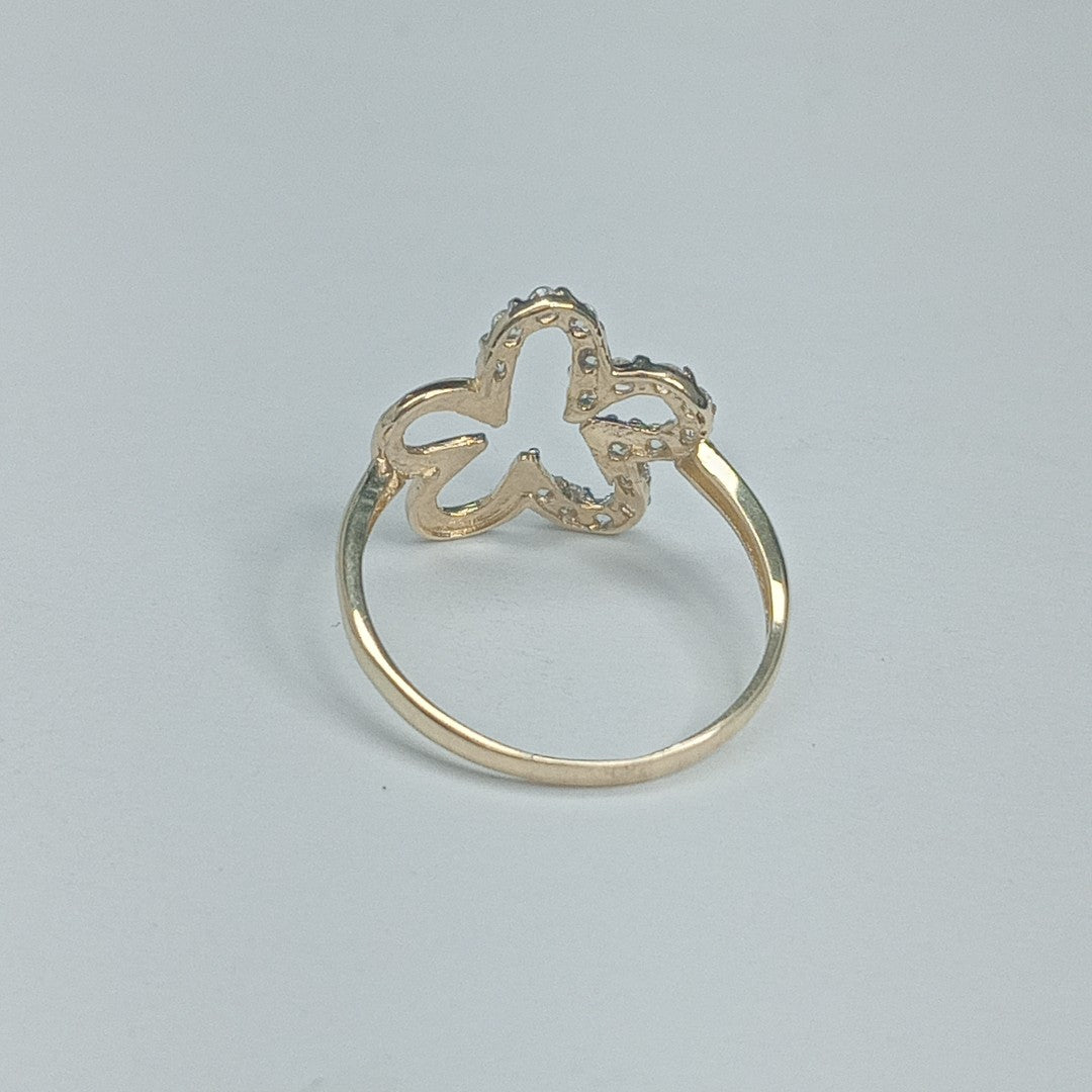 ANILLOS FIG FLOR CON CIRCONIAS 14K TALLA 7 1.4 GR (NUEVO)