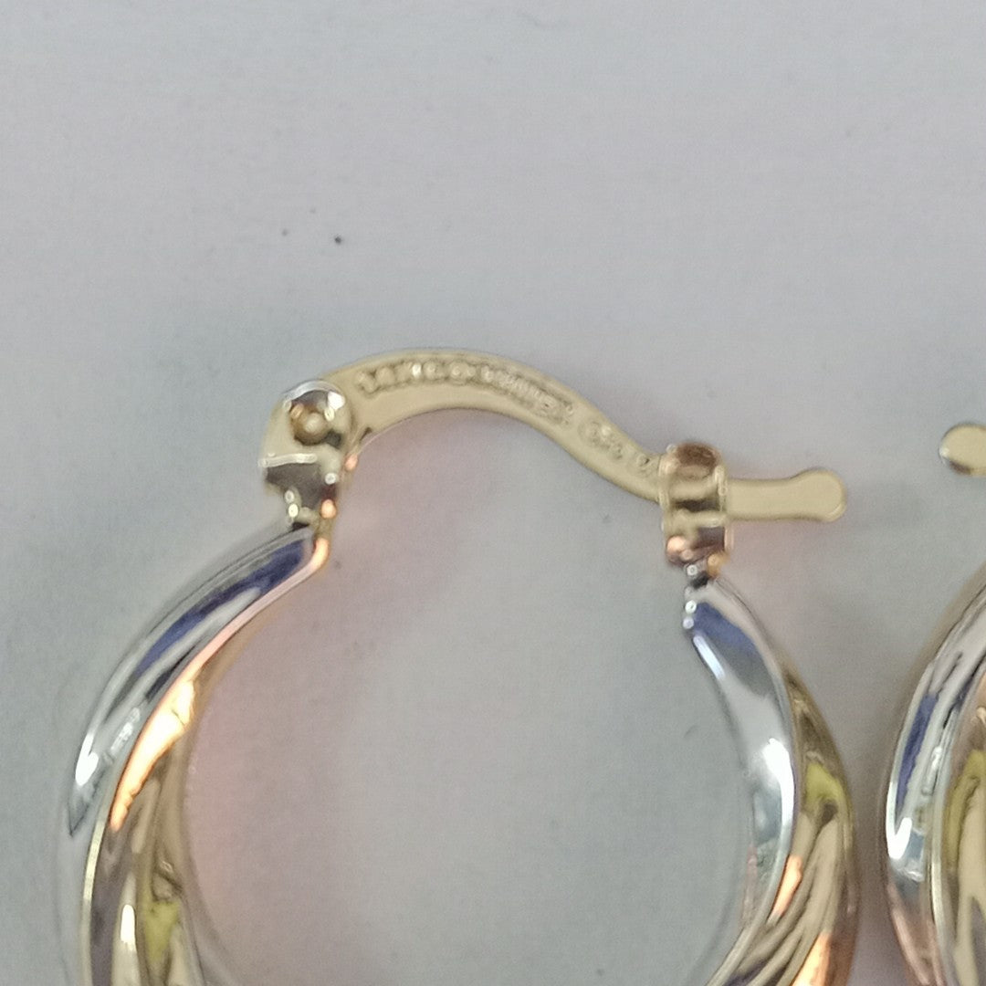 ARETES TEJIDO ARRACADA TRENZADA COMBINADA 14K 1.9 GR (NUEVO)