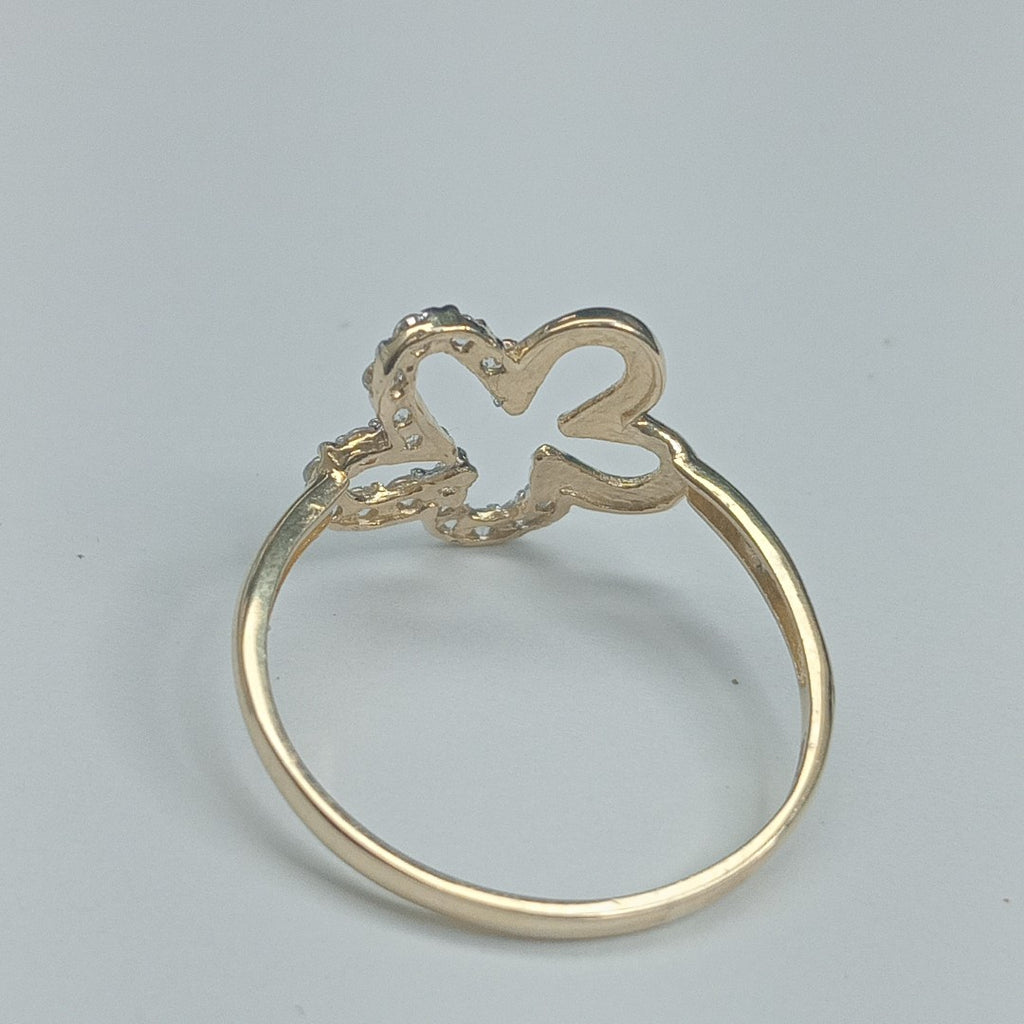 ANILLOS FIGURA FLOR CON CIRCONIA 14K TALLA 7 1.6 GR (NUEVO)