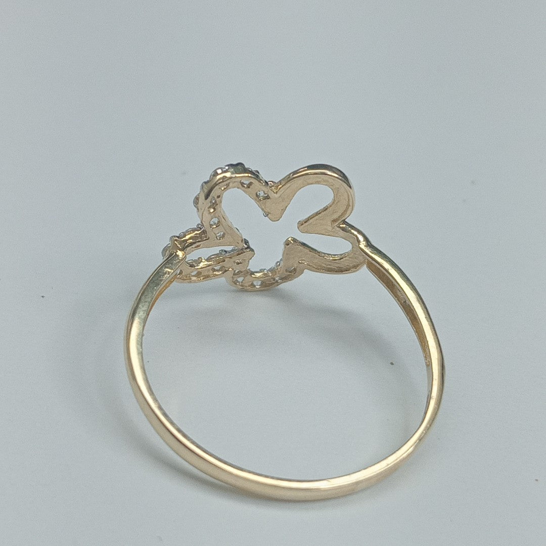 ANILLOS FIGURA FLOR CON CIRCONIA 14K TALLA 7 1.6 GR (NUEVO)