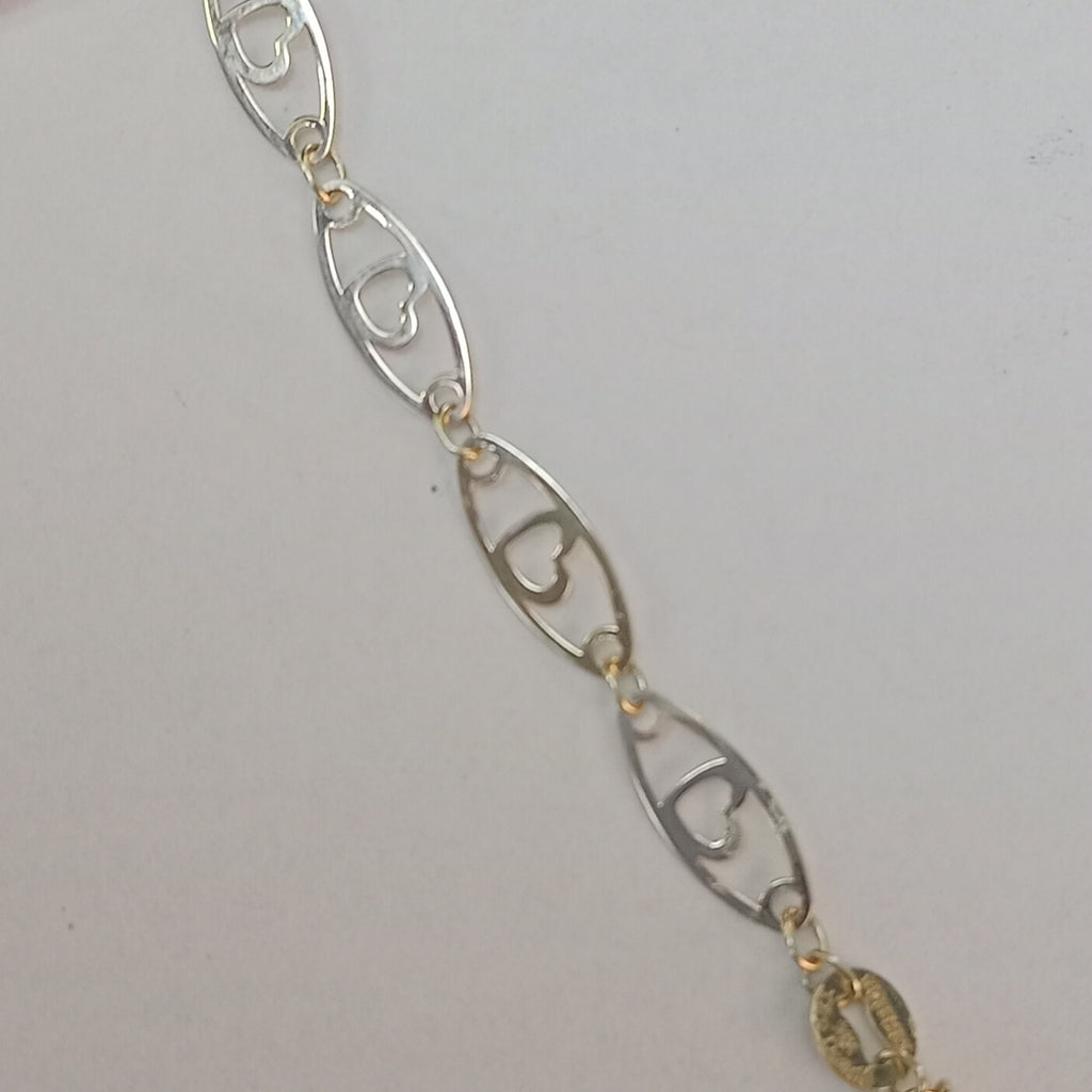 PULSERA TEJIDO ESPECIAL CON CORAZON 14K 18 CM 1.3 GR (NUEVO)
