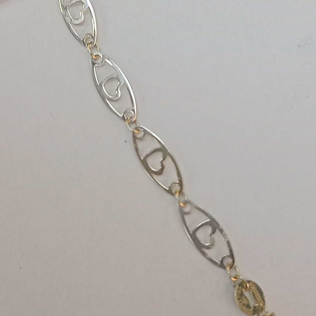PULSERA TEJIDO ESPECIAL CON CORAZON 14K 18 CM 1.3 GR (NUEVO)