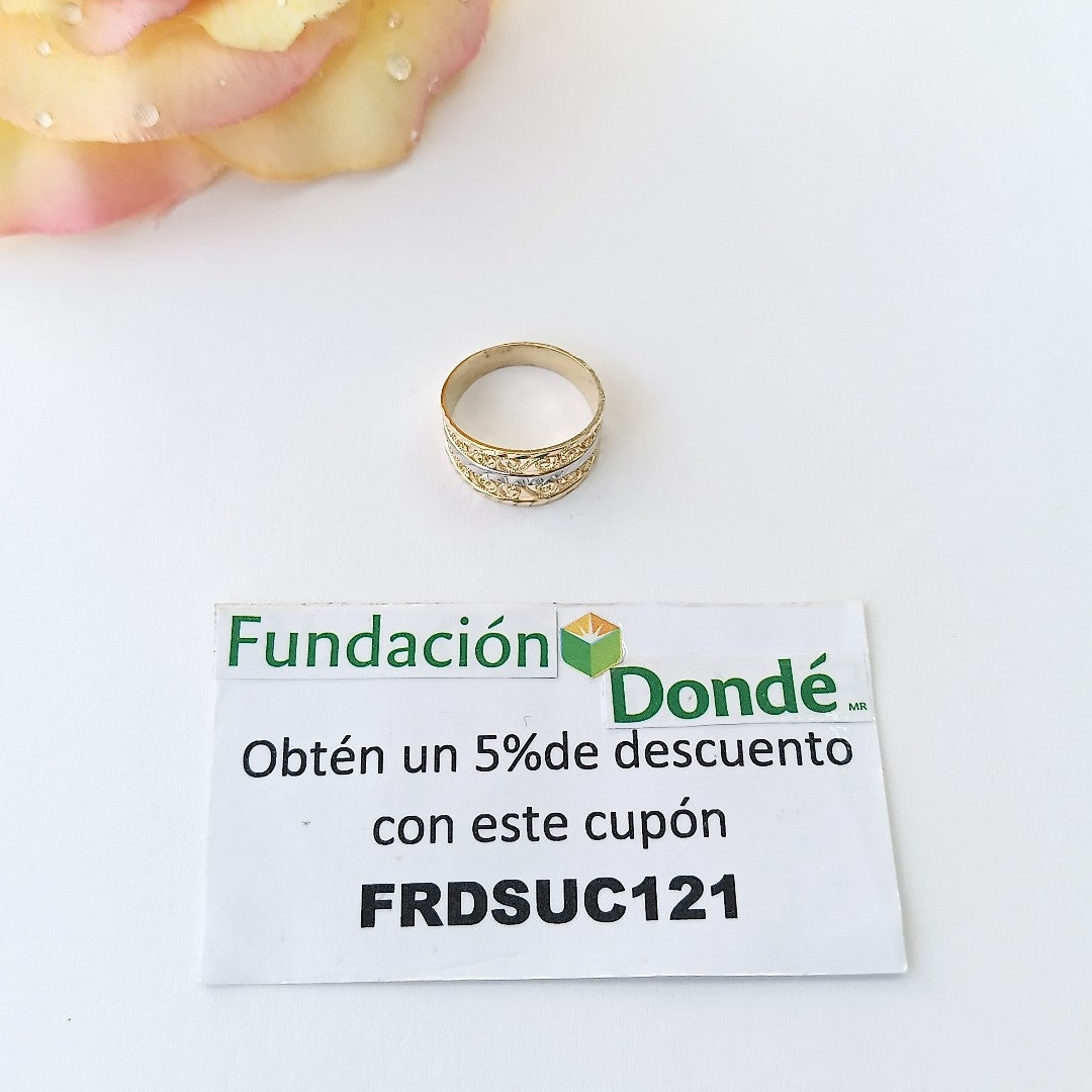 ANILLOS TIPO FILIGRANA COMBINADO 14K TALLA 8 2.9 GR (NUEVO)