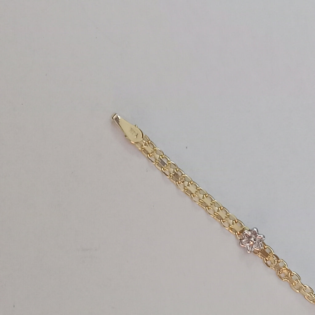 PULSERA ESPECIAL C FLORES 14K 18 CM 2.9 GR (NUEVO)