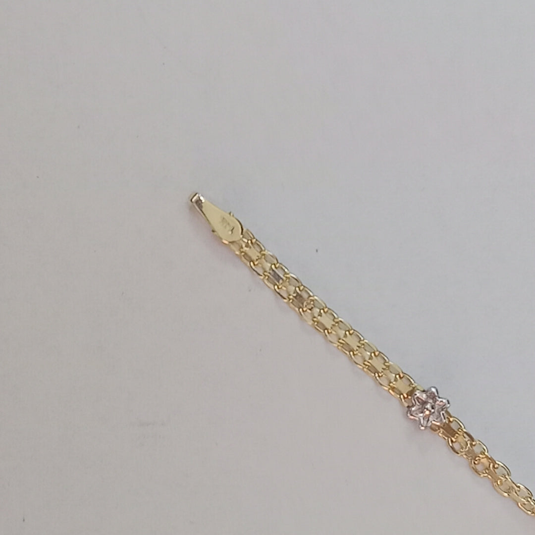 PULSERA ESPECIAL C FLORES 14K 18 CM 2.9 GR (NUEVO)