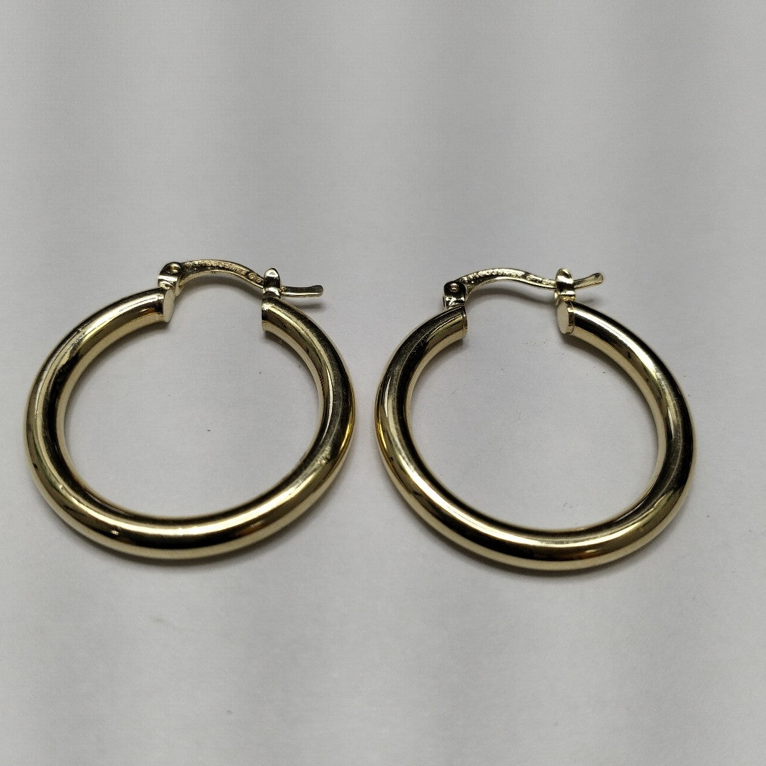 ARETES TEJIDO ARRACADAS LISAS HUECAS 14K 2.1 GR (NUEVO)