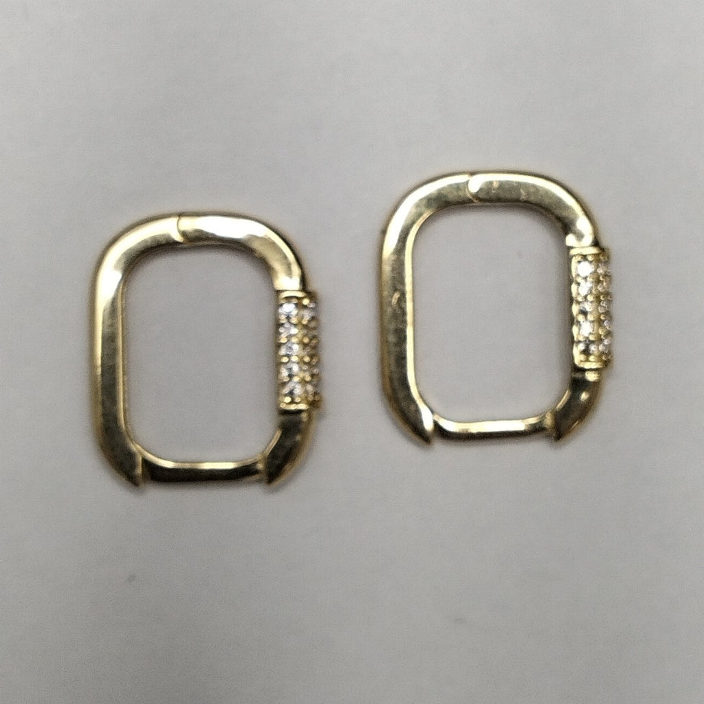ARETES HUGGIES OVALADA C CIRCONIAS 14K 2.5 GR (NUEVO)