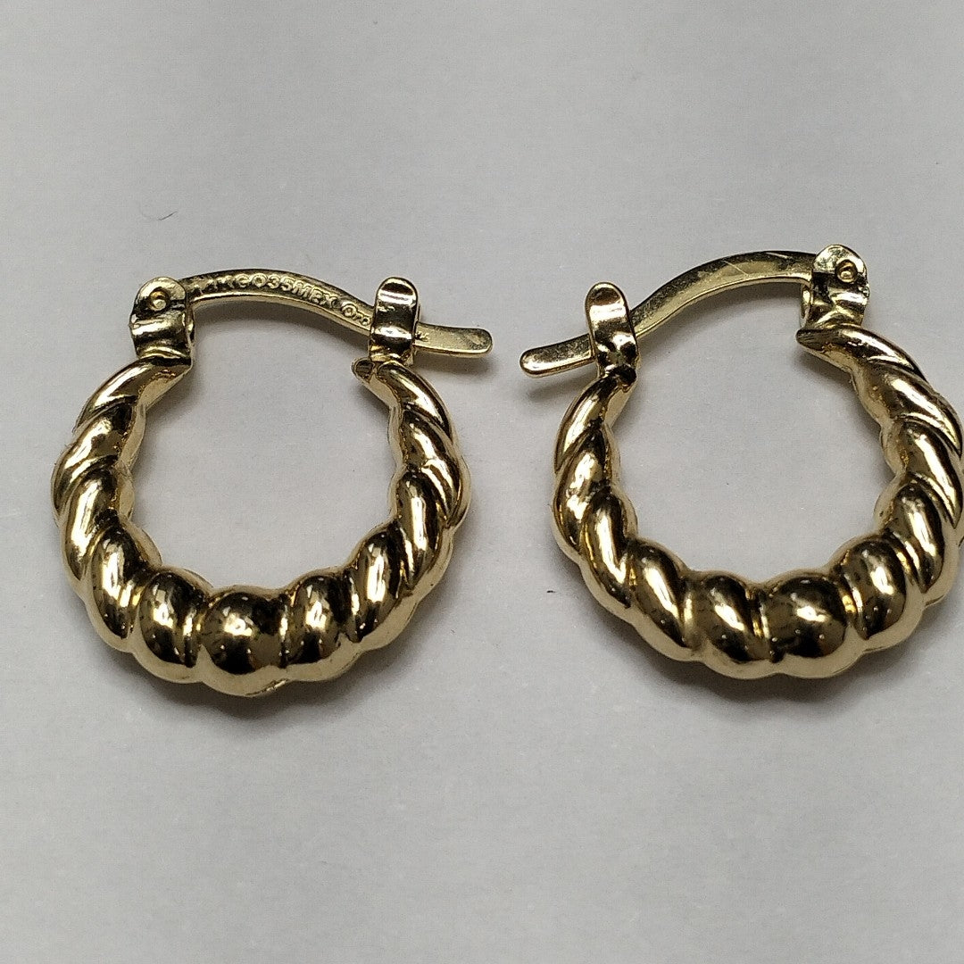 ARETES ARRACADAS TZL HUECAS 14K 1.5 GR (NUEVO)