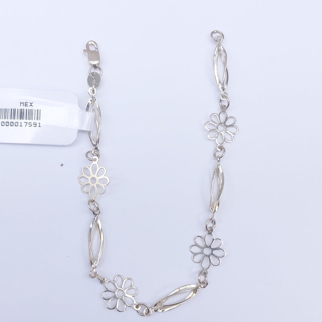 PULSERA ESPECIAL CON FLORES 14K 18 CM 2.6 GR (NUEVO)