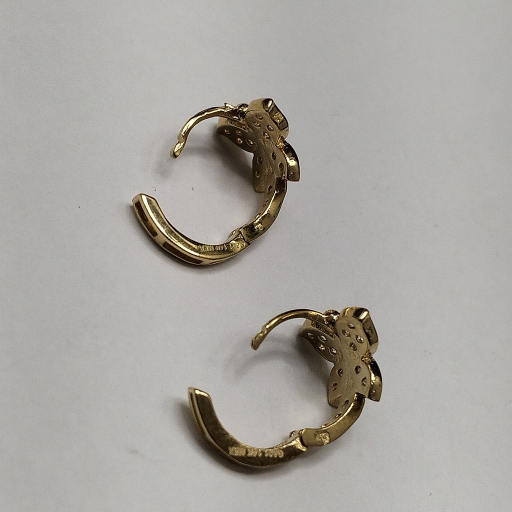 ARETES ARRACADAS CORAZON C CIRCONIAS 14K 1.8 GR (NUEVO)