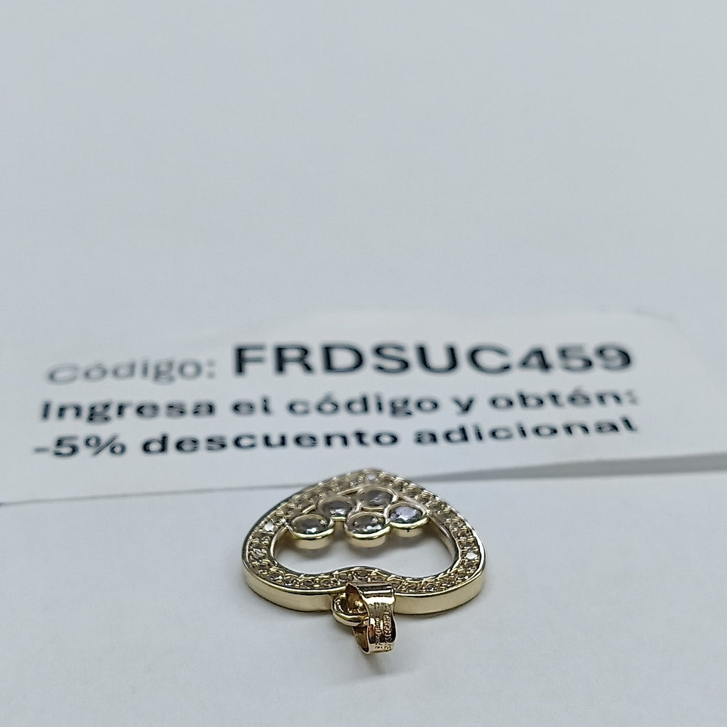 DIJE CORAZON CON CIRCONIAS 14K 1.6 GR (NUEVO)