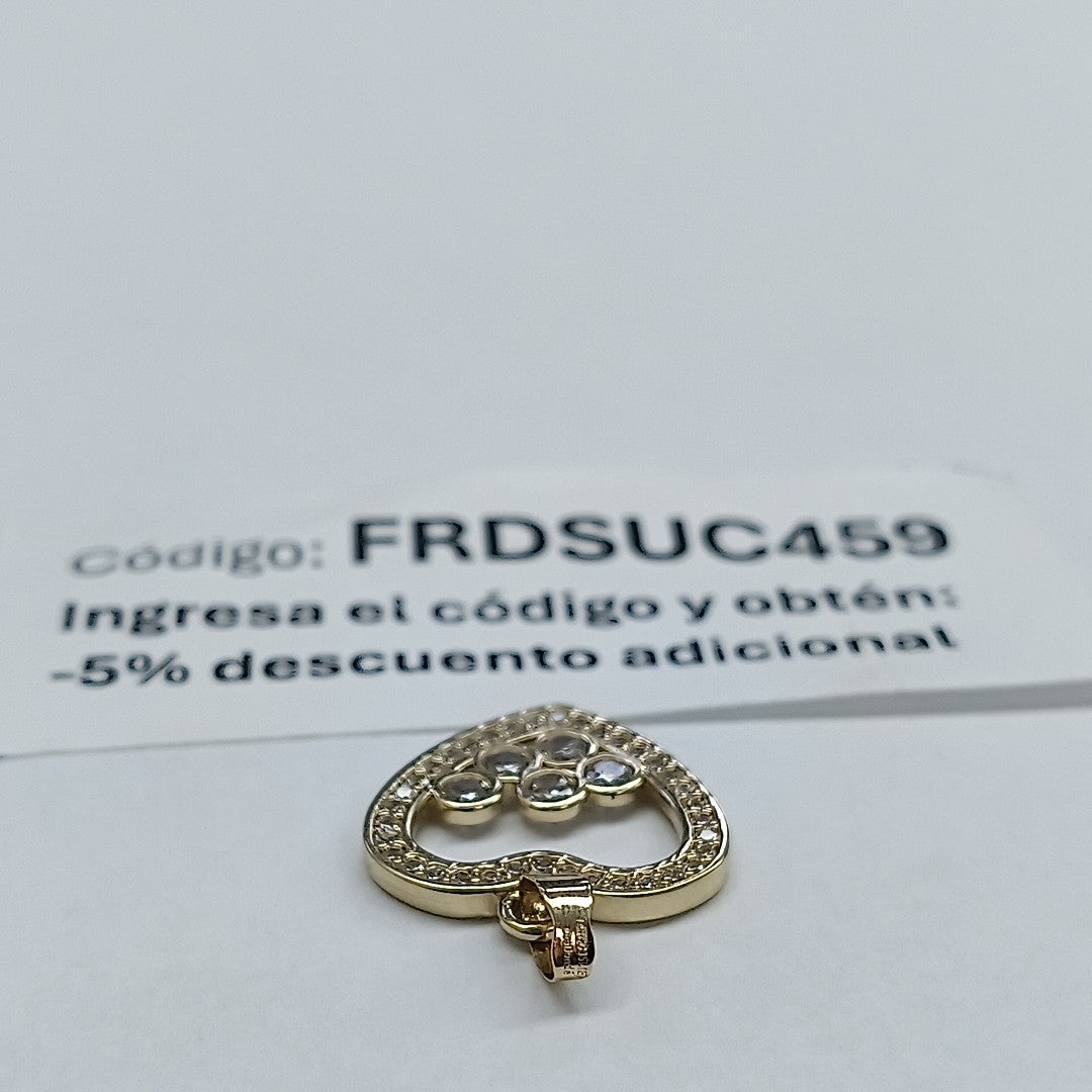 DIJE CORAZON CON CIRCONIAS 14K 1.6 GR (NUEVO)