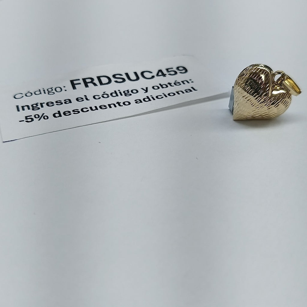 DIJE TEJIDO CORAZON LABRADO 14K 1.1 GR (NUEVO)