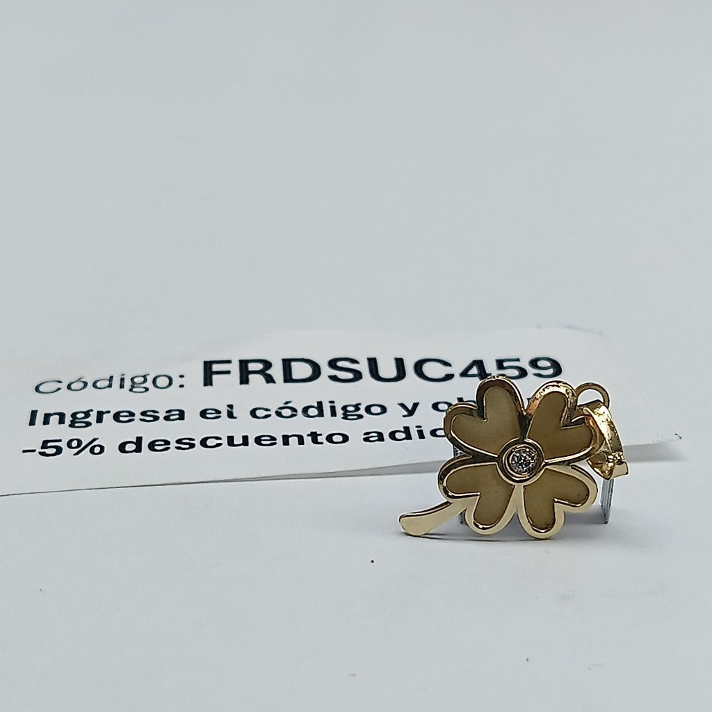 DIJE FIG TREBOL C CIRCONIA 14K 0.8 GR (NUEVO)