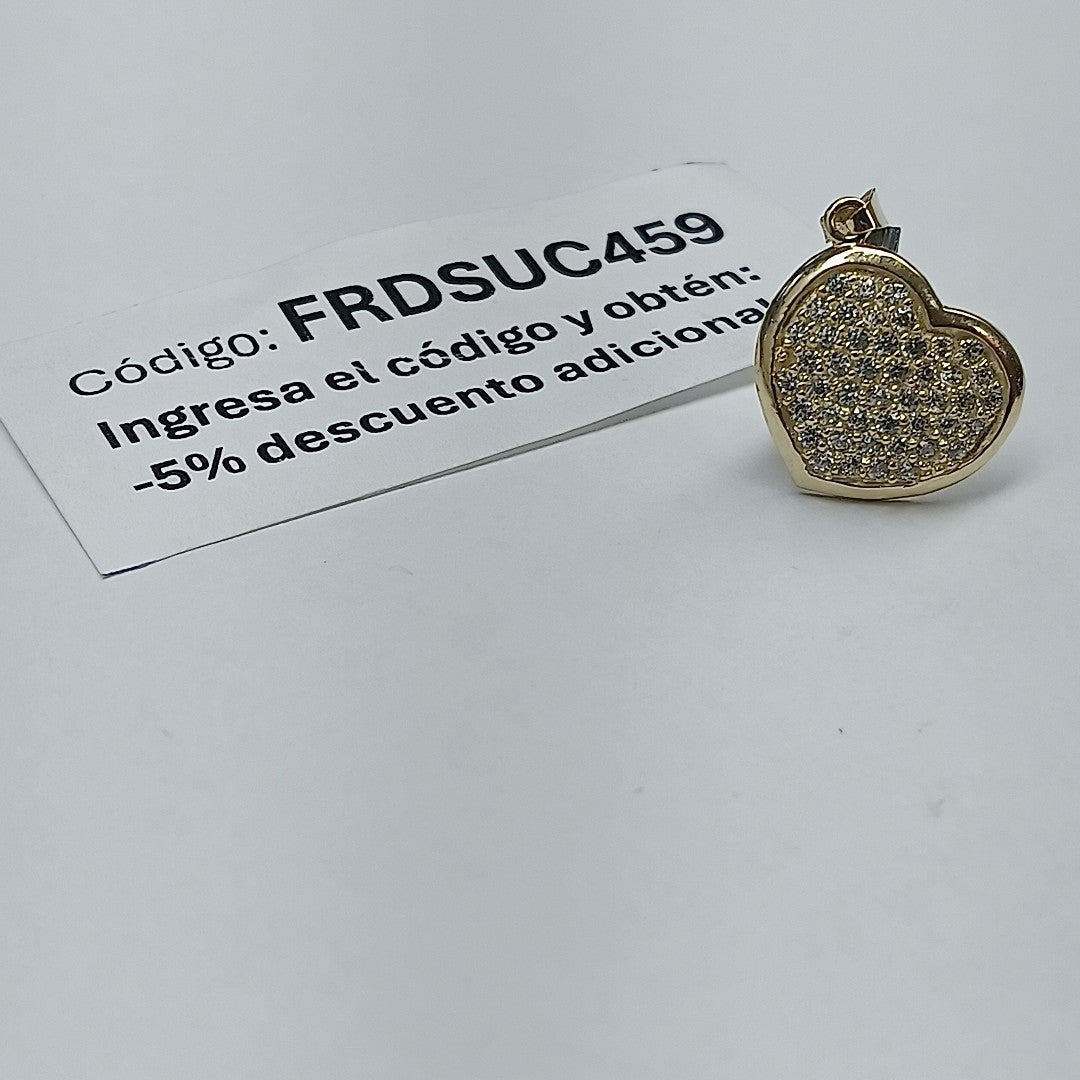DIJE TEJIDO CORAZON CON CIRCONIAS 14K 1.8 GR (NUEVO)