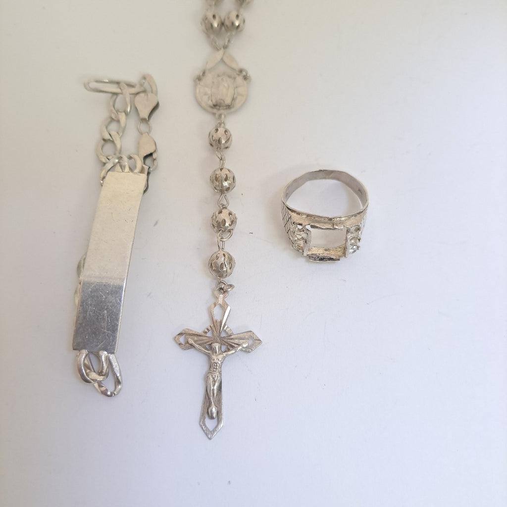 ANILLITO,ESCLAVA,ROSARIO PLATA 49,00 GRMS (SEMINUEVO)