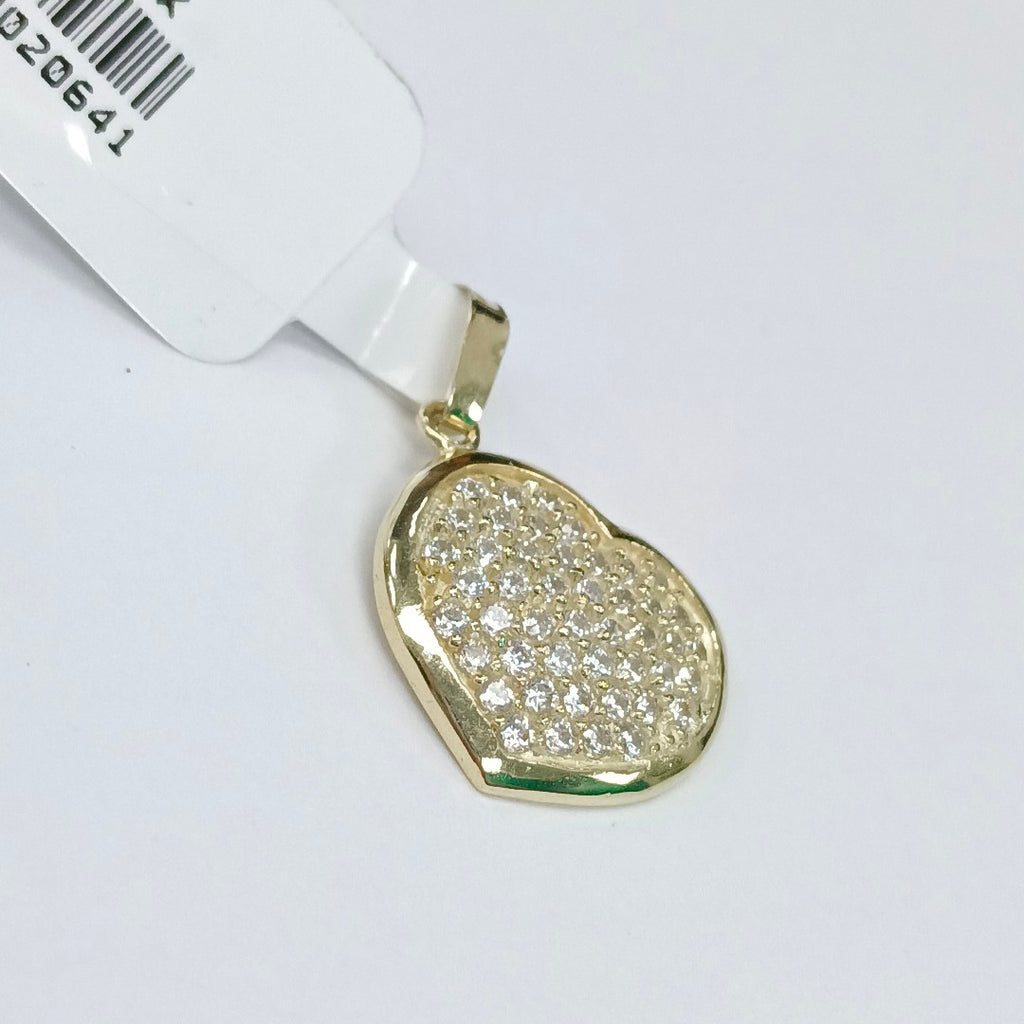 DIJE TEJIDO CORAZON CON CIRCONIAS 14K 1.7 GR (NUEVO)
