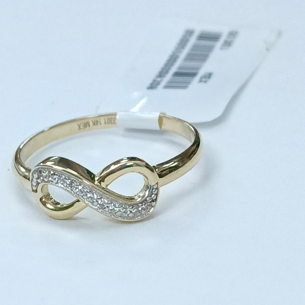 ANILLO ANILLITO FIG INFINITO C CIRCONIAS 14K 8 TALLA 1.8 GR (NUEVO)