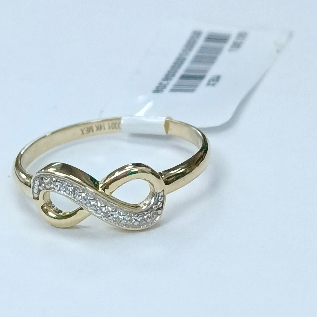 ANILLO ANILLITO FIG INFINITO C CIRCONIAS 14K 8 TALLA 1.8 GR (NUEVO)