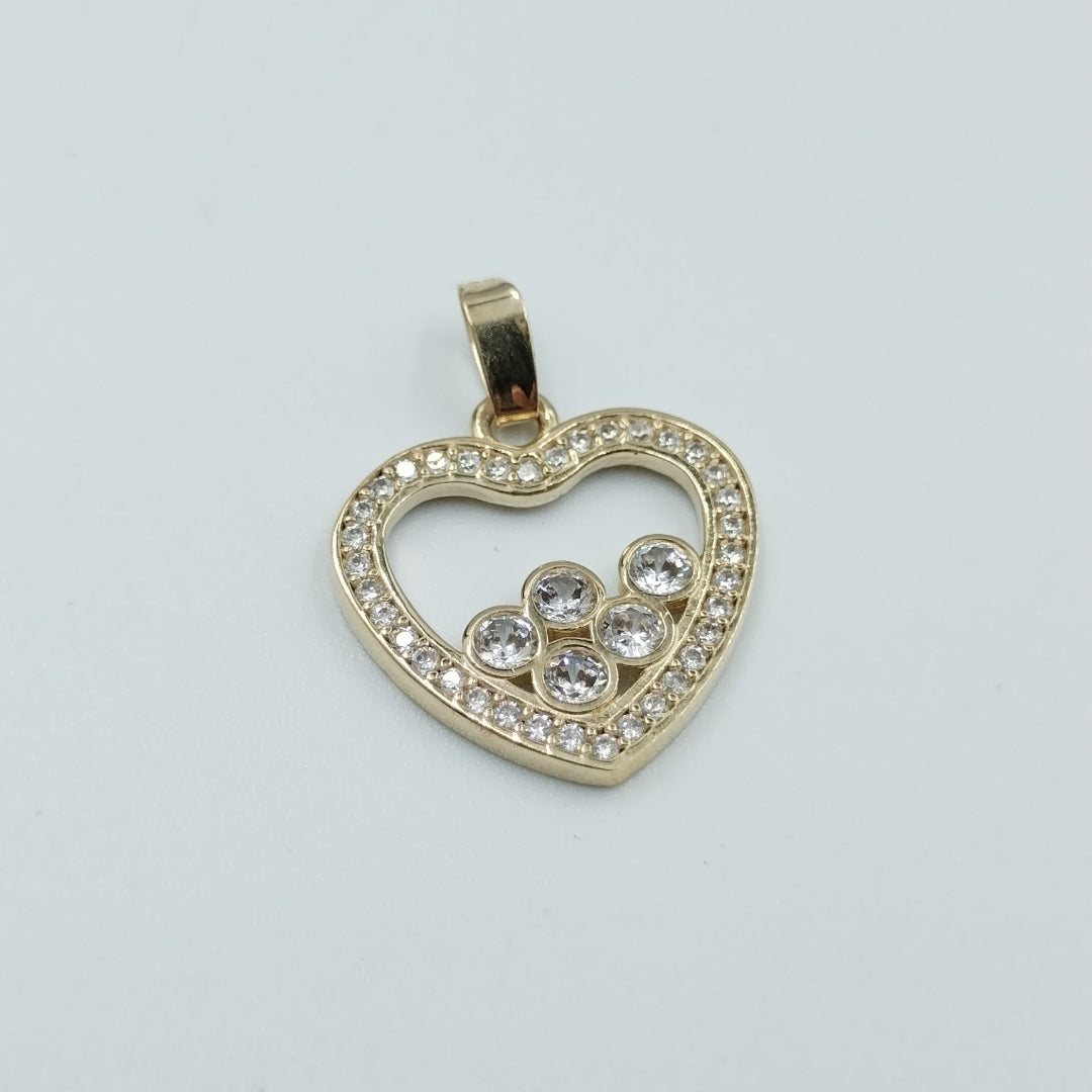 DIJE CORAZON CON CIRCONIAS 14K 1.7 GR (NUEVO)