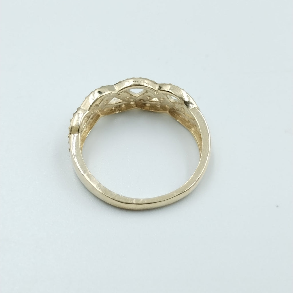 ANILLOS TRENZADO CON CIRCONIAS 14K TALLA 7 2.4 GR (NUEVO)