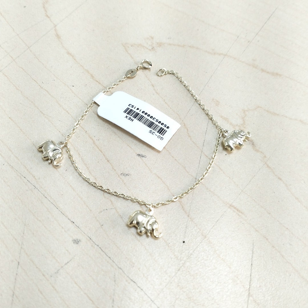 PULSERA ESPECIAL CON DIJES ELEFANTES 10K 18 CM 2.1 GR (NUEVO)