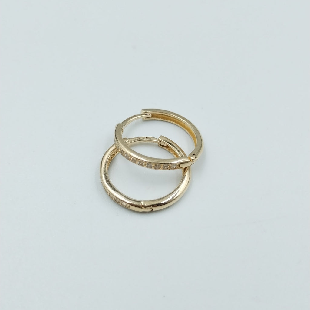 ARETES HUGGIES C CIRCONIA 14K 1.8 GR (NUEVO)