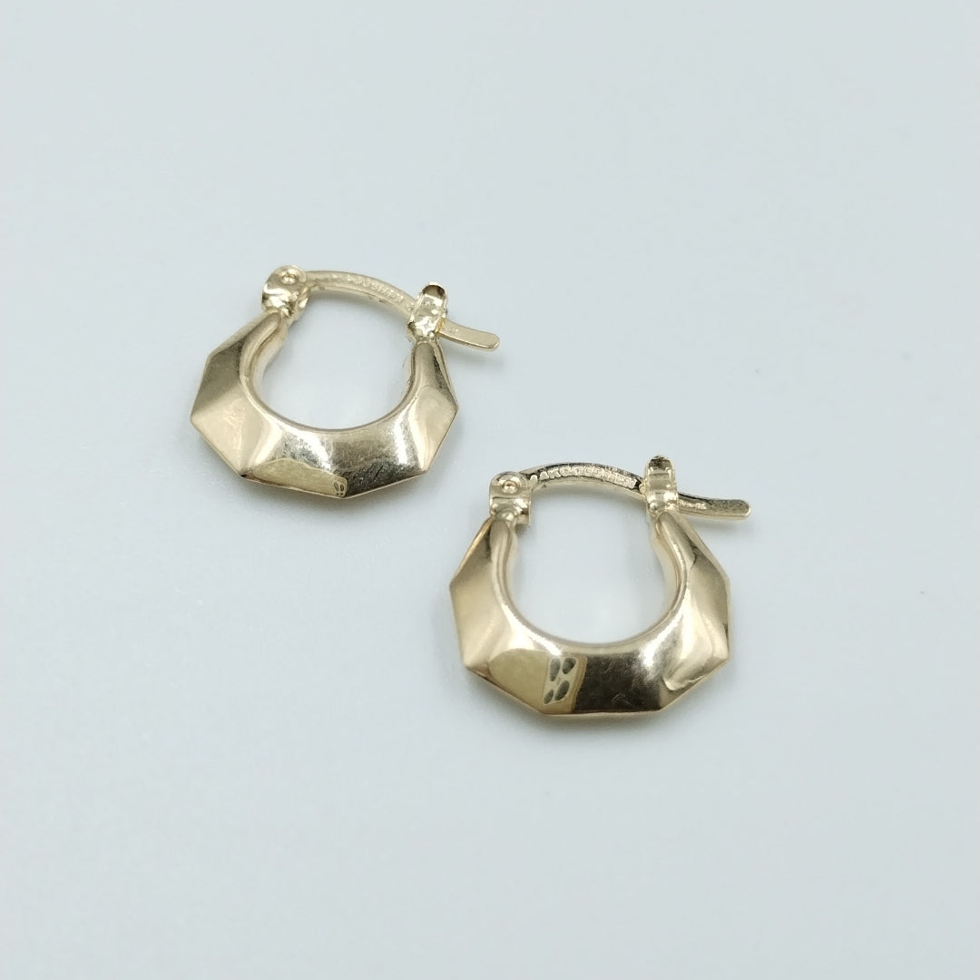 ARETES TEJIDO ARRACADA FACETADA 14K 1.3 GR (NUEVO)