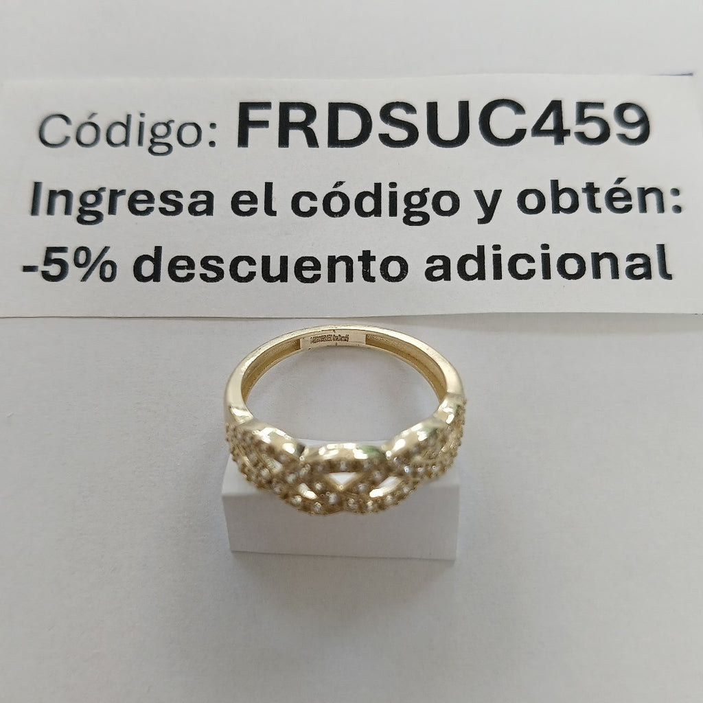 ANILLOS TRENZADO CON CIRCONIAS 14K TALLA 7 2.5 GR (NUEVO)
