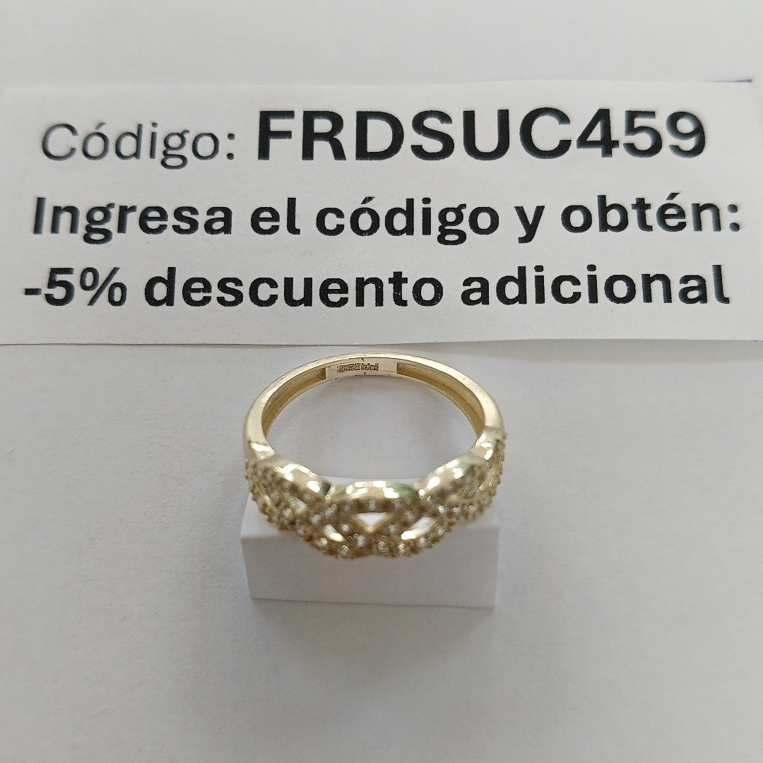 ANILLOS TRENZADO CON CIRCONIAS 14K TALLA 7 2.5 GR (NUEVO)