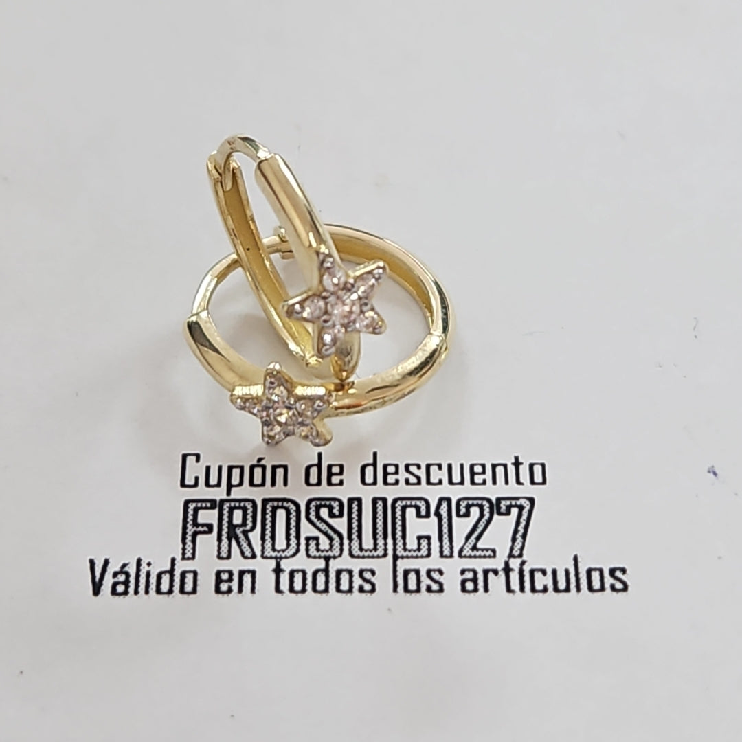 ARETES ARRACADAS FIG ESTRELLA CIRCONIAS 10K 1.7 GR (NUEVO)