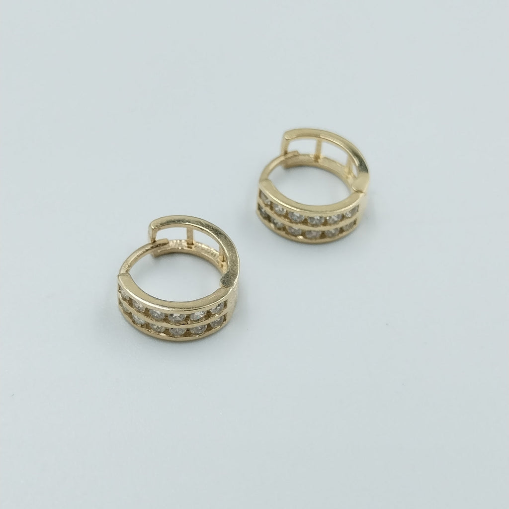 ARETES HUGGIES C CIRCONIAS 14K 1.7 GR (NUEVO)